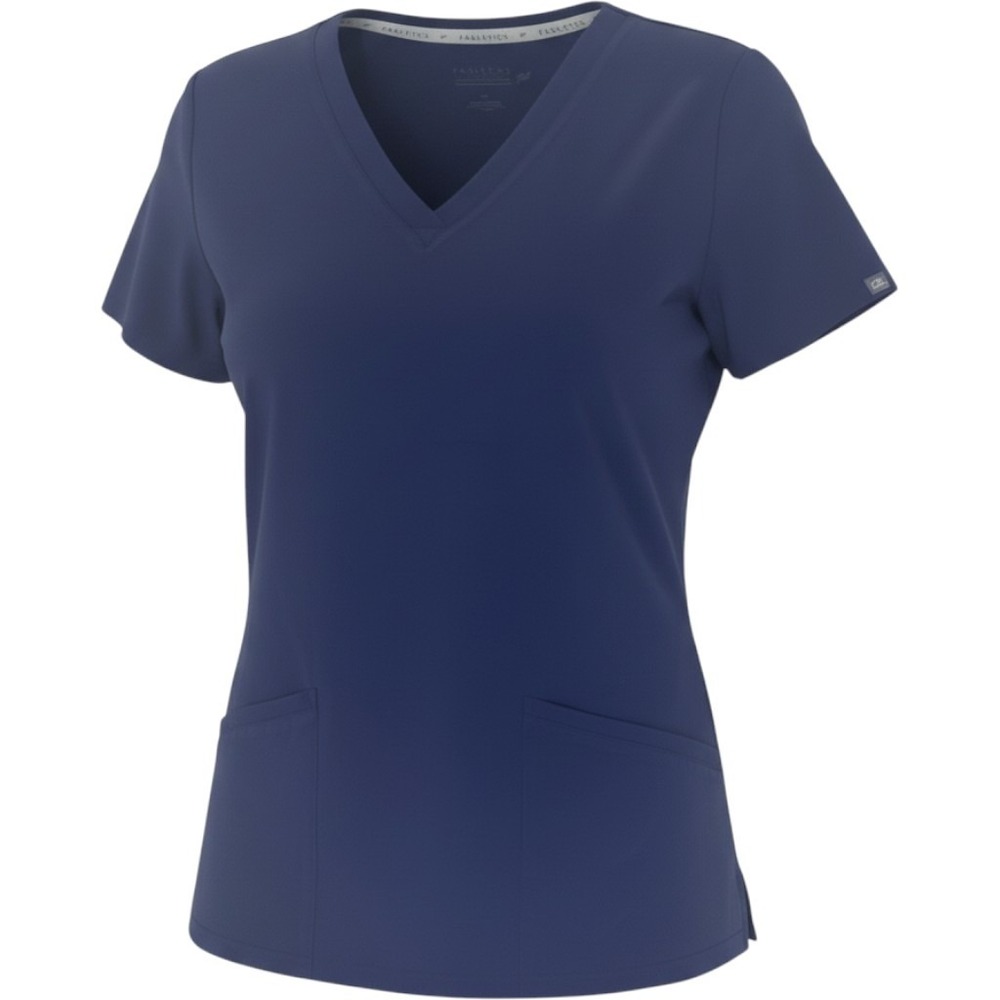 Fabletics Scrub Top Womens MD Navy Blue Performance V-Neck Short Sleeve Active